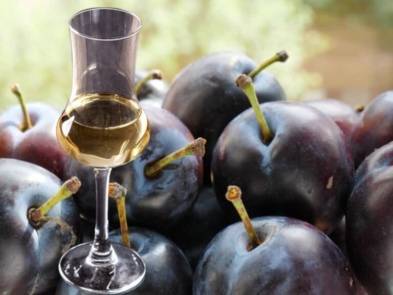 prikaz šljiva i rakije u čašici